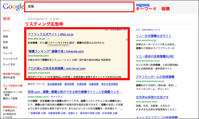 リスティング表示例